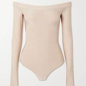 KHAITE  Devon Off-The-Shoulder Open-Back Jersey Bodysuit - Pink